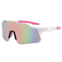 Polasup Gafas Lentes De Sol Gafas De Sol Deportivas Blancas Con Detalles Rosas Y Lentes Iridiscentes. Diseño Moderno, Protección Uv 400. Ideales Para Ciclismo, Running Y Actividades