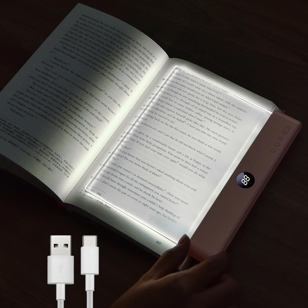 Veeki - Lámpara Led Para Libros Recargable Transparente Para Lectura Color Rosa