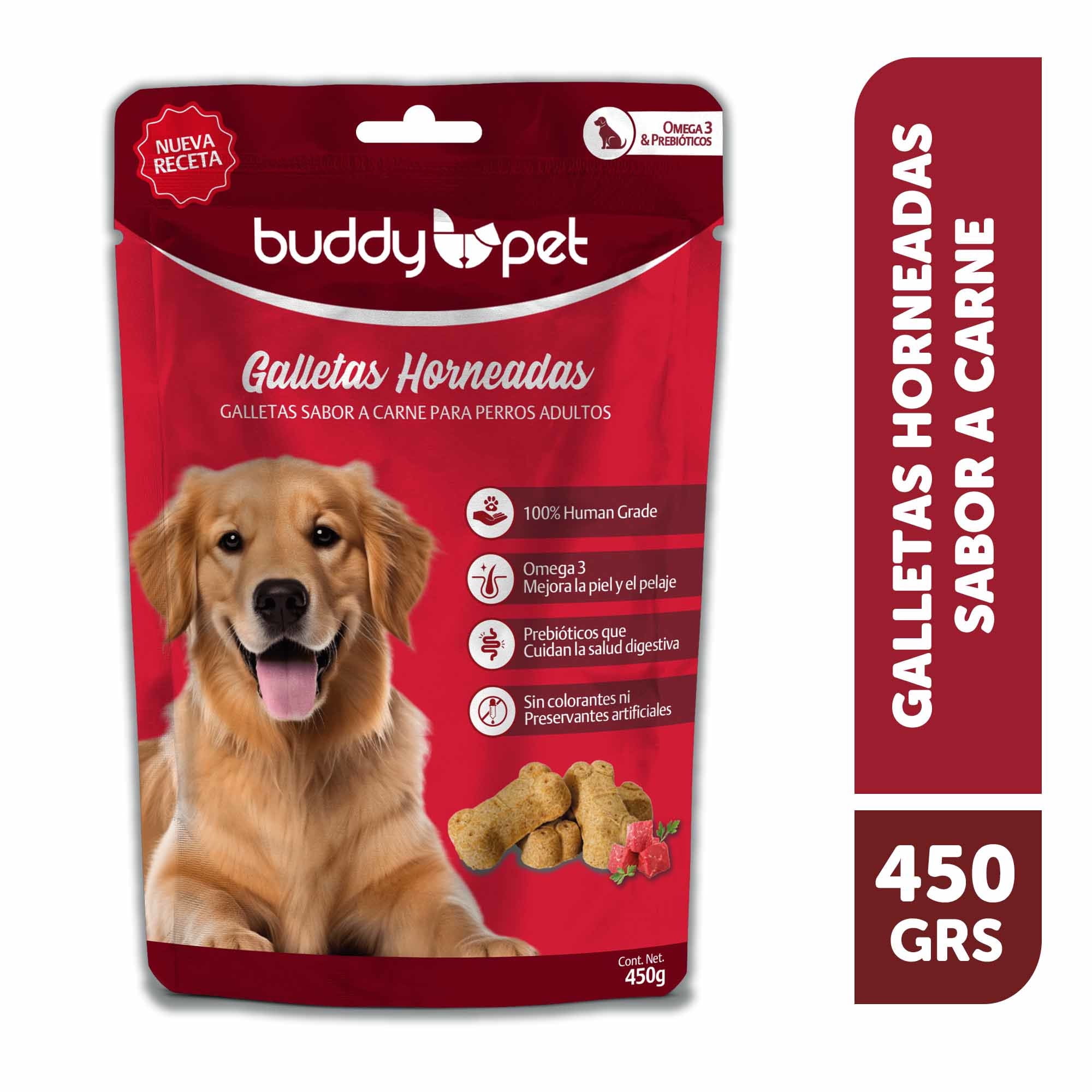 Galletas Perro Adulto Sabor Carne Bolsa 450 g Buddy Pet