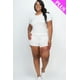 thumbnail image 2 of Saronite Conjunto de Camiseta Básica de Manga Corta con Cuello Redondo y Shorts con Cordón en la Cintura de Punto Acanalado, Blanco (Talla Grande para Mujer), 2 of 5