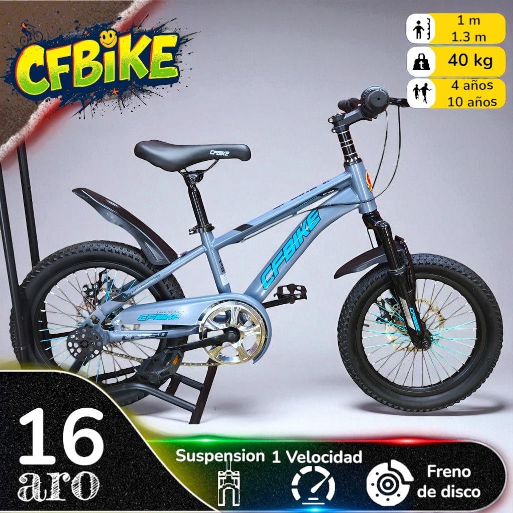 Vipnetwork - Bicicleta Aro 16 Cfbike Con Disco Gris Celeste