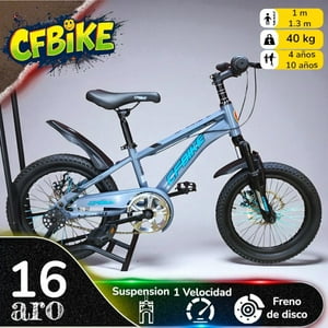Vipnetwork - Bicicleta Aro 16 Cfbike Con Disco Gris Celeste