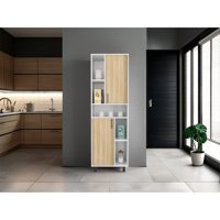 Tuhome - Despensa Alta 2 Puertas Brice 190X60X39,7 Cm Blanco Y Fresno