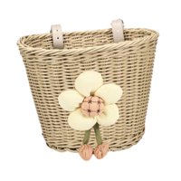 Magideal - Cesta De Bicicleta Para Niños, Minicesta Para Manillar Con Cinturones De Pu Ajustables, Cesta Delantera Tejida Para Bicicleta Para Niños Y Niñas Beige