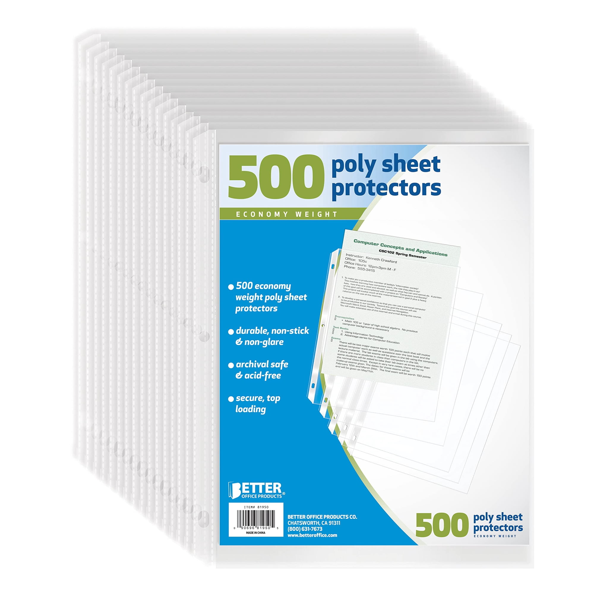 Protectores De Hojas Better Office Products Paquete De 500 Unidades 22x28 Cm