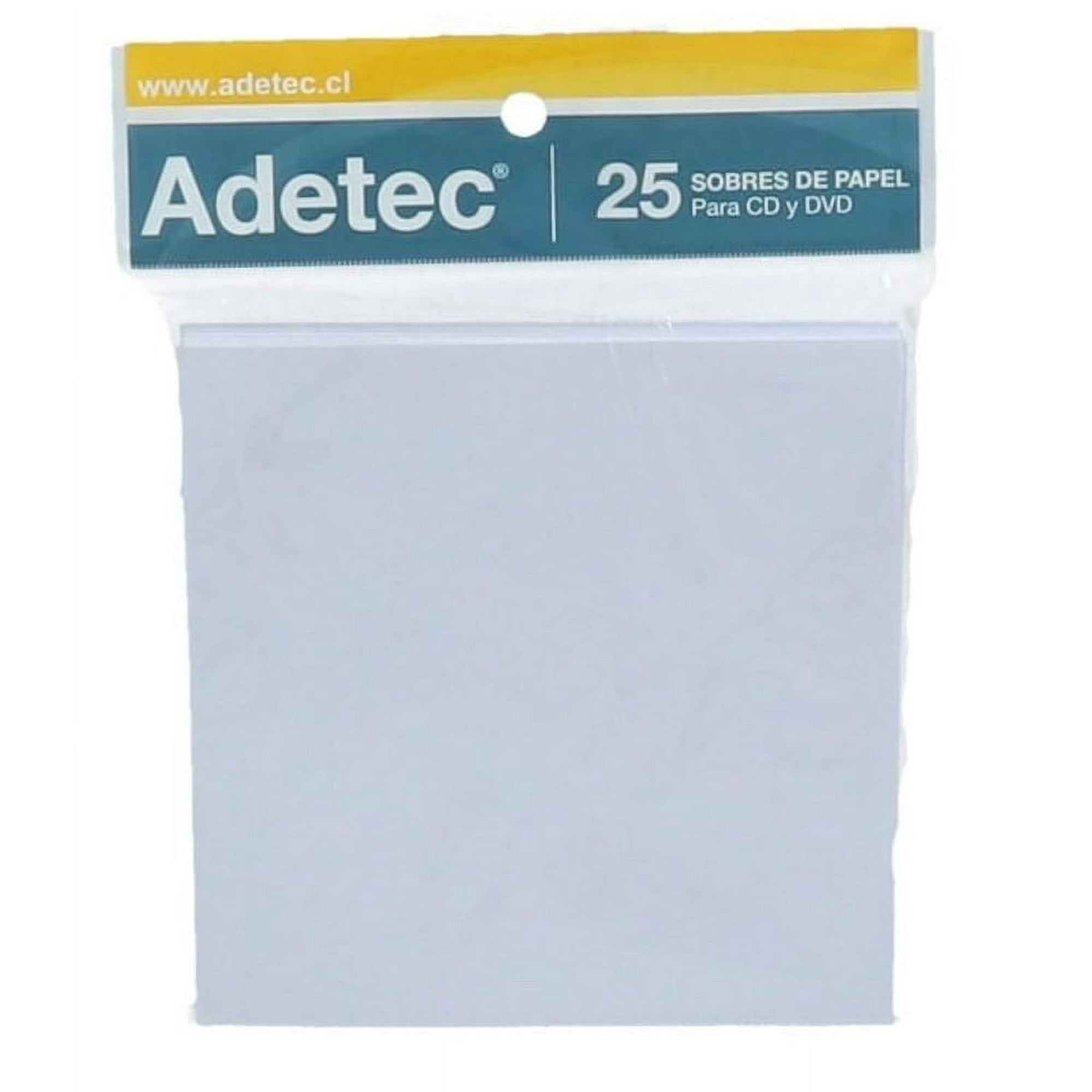 Adetec - Sobres Papel Para Dvd, Cd Pack 25 Unidades
