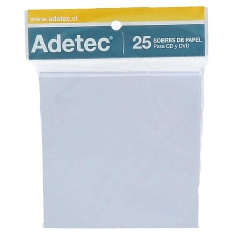 Adetec - Sobres Papel Para Dvd, Cd Pack 25 Unidades