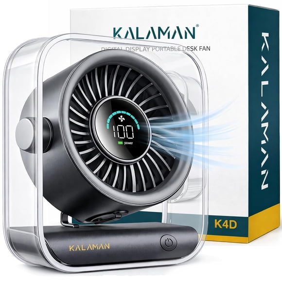 Ventilador de Escritorio KALAMAN 4000 mAh Recargable Negro