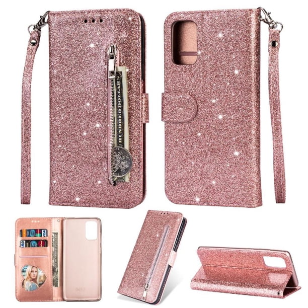 Funda para FOXDOCK Elegante funda Samsung Galaxy A52 5G Glitter con cremallera-Ideal para el uso diario