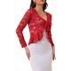 thumbnail image 4 of INSPIRE CHIC Bolero de Encaje Floral para Mujer con Dobladillo con Volantes, Cárdigan Recortado con Lazo en el Frente, Ligero para el Verano, Rojo L, 4 of 6