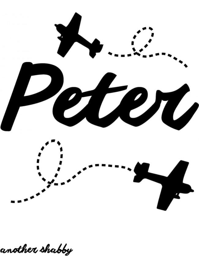 Rienda Libre Graphics - Decomural Personalised Name Airplane Plane Ws-41443