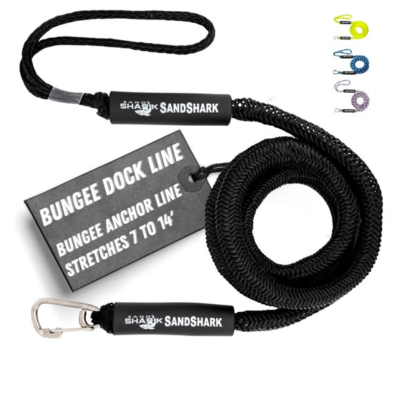 Bungee SandShark Premium Anchor de 7 a 14 pies de Dock Line, color negro