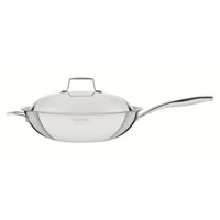 Wok Tramontina Grano De Acero Inoxidable Cuerpo Triple Con Tapa Mango 32 Cm 5,2 L