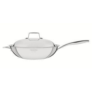 Wok Tramontina Grano De Acero Inoxidable Cuerpo Triple Con Tapa Mango 32 Cm 5,2 L