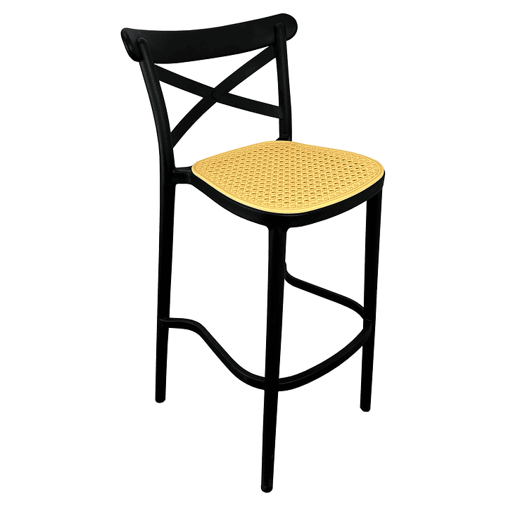 Alaia Home - Taburete Bar Crossback Negra Asiento Beige