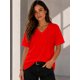 thumbnail image 1 of Polera Cuello V 100% Algodon Manga Corta Basicas Estampar Rojo S-m Lisa, 1 of 3