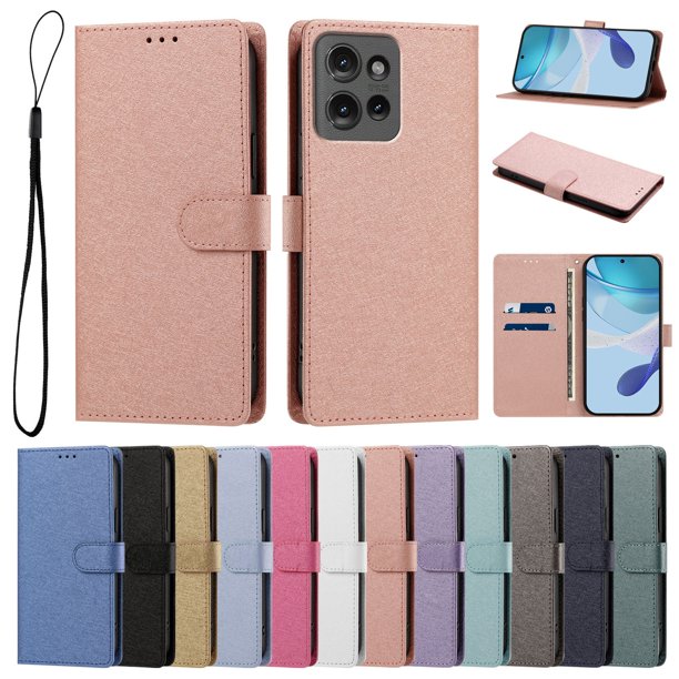 Cartera para Motorola Edge 50 con Soporte y Correa, Rosa