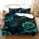 thumbnail image 1 of Juego de cama con estampado de rosas en 3D y diseño de arte gótico, microfibra suave, juego de funda nórdica de 3 piezas, 2 fundas de almohada, cremallera oculta., 1 of 3