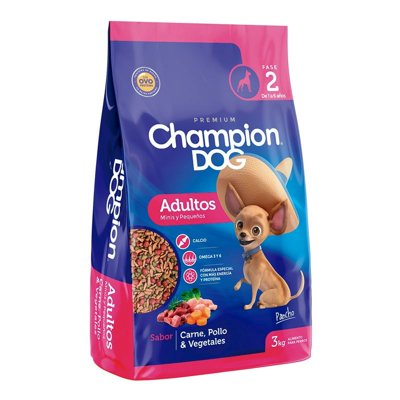 Alimento Seco Perro Adulto Raza Pequeña Carne Bolsa 3 Kg Champion Dog