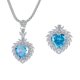 thumbnail image 1 of Juegos de Joyería de Boda de 15 X 15 Mm para Novia, Dama de Honor, Mujeres, 2 Pzas, Colgante Azul de CZ, Collar, Anillos, Talla 5-9, Fiesta de Graduación, Cumpleaños, Aniversario, Joyería, 1 of 7
