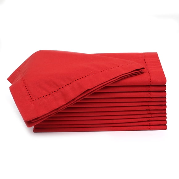 Juego de 12 servilletas de tela Lightnpro, color rojo navideño, 45 x 45 cm
