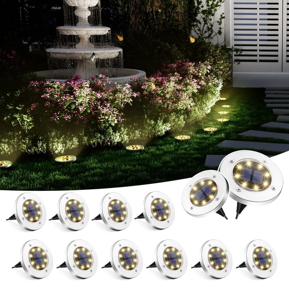 Luces solares de suelo SOLPEX, paquete de 12 unidades, impermeables (blanco cálido)
