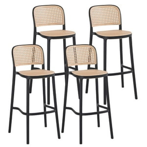 Pandalino - Pack 4 Taburete Montana Negro 65Cm | Rattan Sintético | Apilable Negro