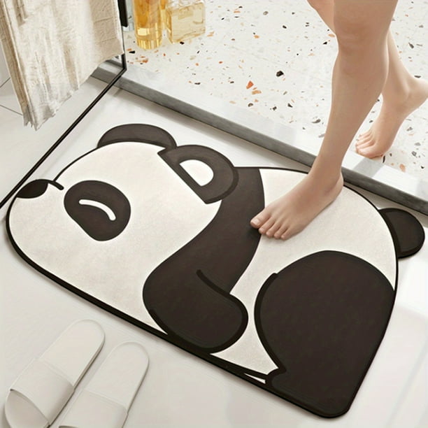 1pc Cute Panda Bath Rug - Absorbent Floor Mat for Bathroom, Toilet, and Bedroom - Non-Slip Foot Pad for Safety and Decorative Purposes