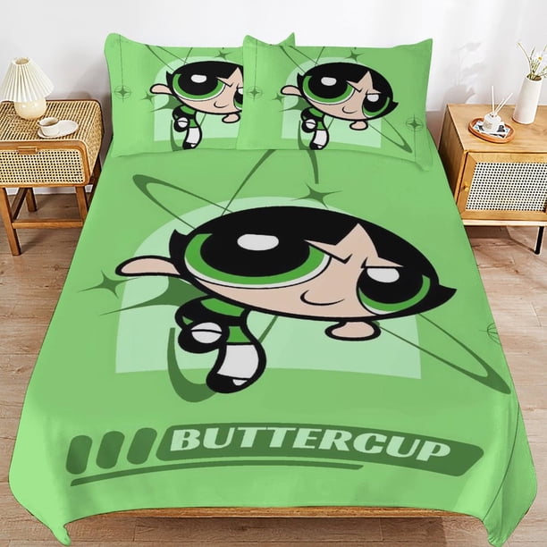 Powerpuff-Girls Power-puff Powerpuff-Girls Power-puff Bedding Set Sheet Set for Kids Adults,All Season Lightweight