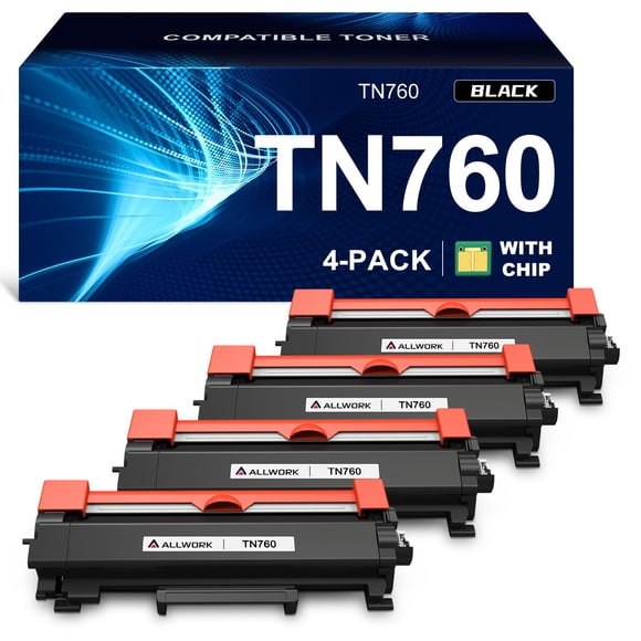 Cartucho de tóner ALLWORK TN760 negro, paquete de 4 unidades para Brother