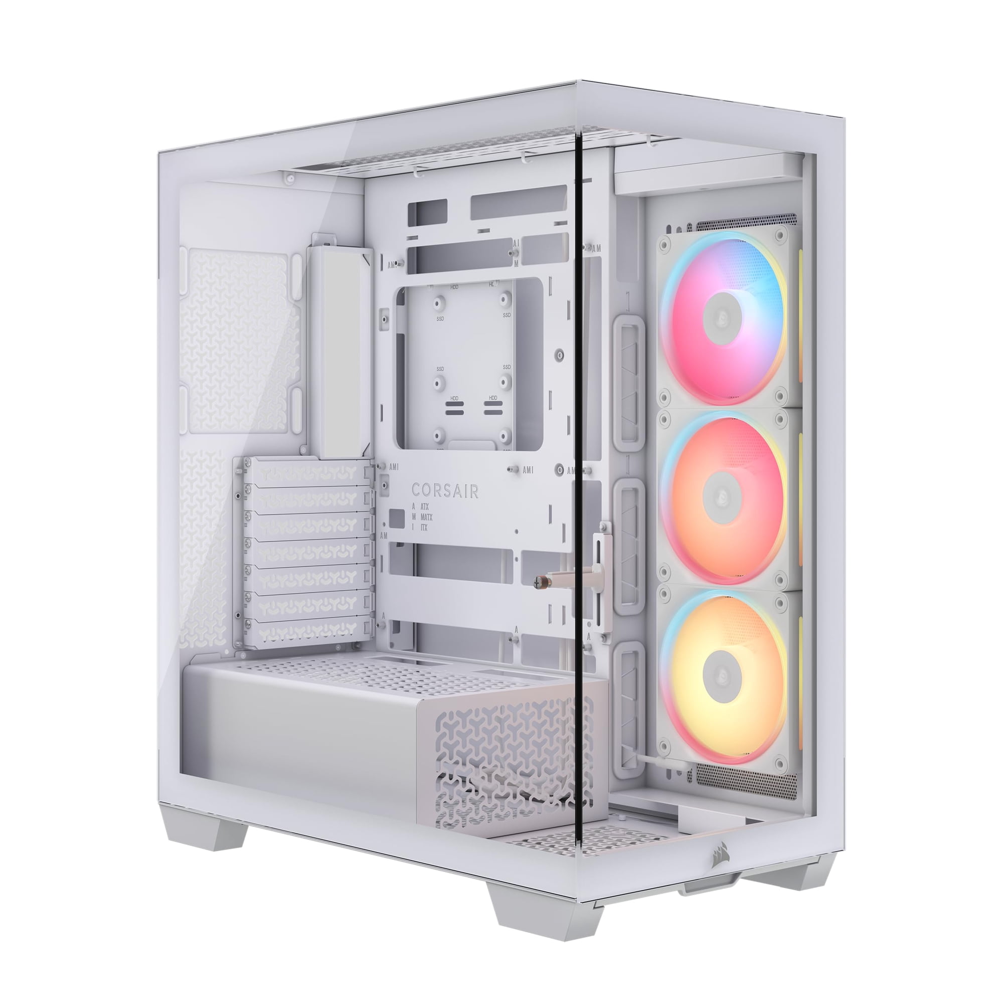 Pc Case Corsair 3500x Lx - Ventilador Inverso Rgb De Media Torre, Color Blanco