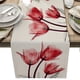 thumbnail image 1 of 1pc Blue Floral Long Table Runner 13x72 Inches, Kitchen Dinner Retro Tulip Flower Dining Table Runners, Long Dresser Scarf, Farmhouse Burlap Holiday Table Runner For Coffee/Dining/Party/Wedding, 1 of 5