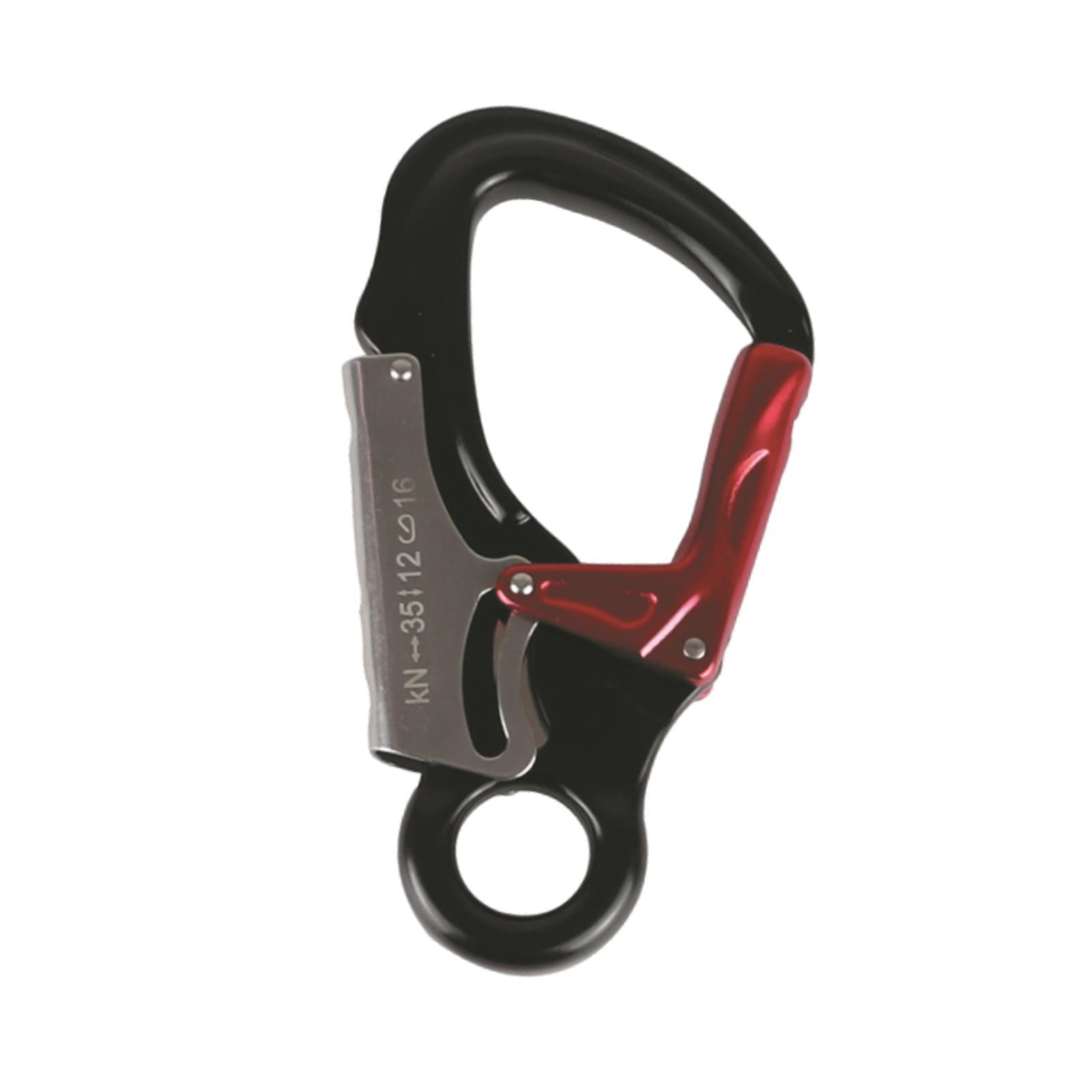 Ioensy - Mosquetón Con Llavero Y Gancho A Presión De Doble Bloqueo Para Espeleología En Descenso Al Aire Libre, Color Negro