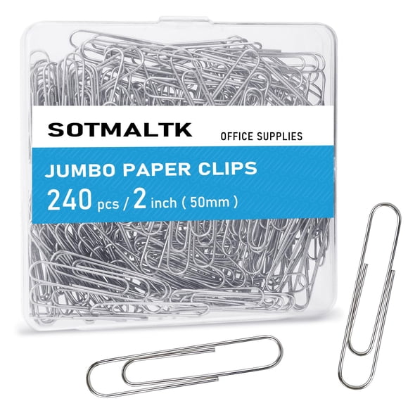 Clips de papel SOTMALTK 50 mm 240 piezas plata jumbo