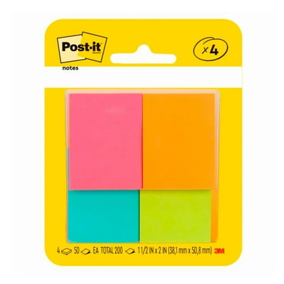Nota Adhesiva Post-It Surtido Neon 38X50 Mm 200 Hojas 1 Un Post It