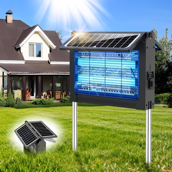 Ahuyentador de insectos solar Jepwe 4500V con paneles duales y USB IPX5