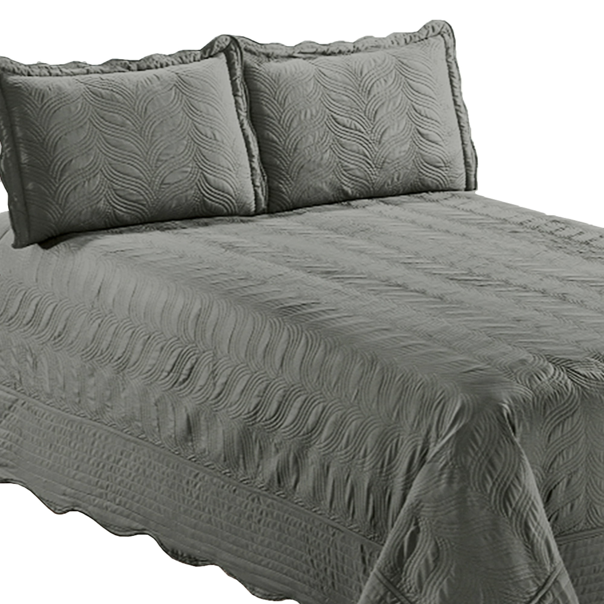 Mallorca - Quilt Bordado Gris Versailles Liso 1,5 Plazas