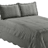 Mallorca - Quilt Bordado Gris Versailles Liso 1,5 Plazas