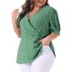 thumbnail image 4 of Agnes Orinda Blusa de Mujer Talla Grande con Lunares, Cuello en V, Manga Corta, Peplum, Cruzada, Talla 2X, Verde, 4 of 6