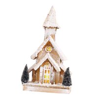 Magideal - Iglesia De Nieve Iluminada De Madera Para Navidad, Escena De Nieve En Miniatura Para Navidad, Decoración Navideña, 40 X 19 Cm, Para Dormitorio, Multiu