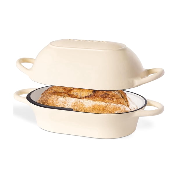 Oven Dutch Oven Nuovva - Olla para pan (hierro fundido esmaltado, 24 cm), color crema