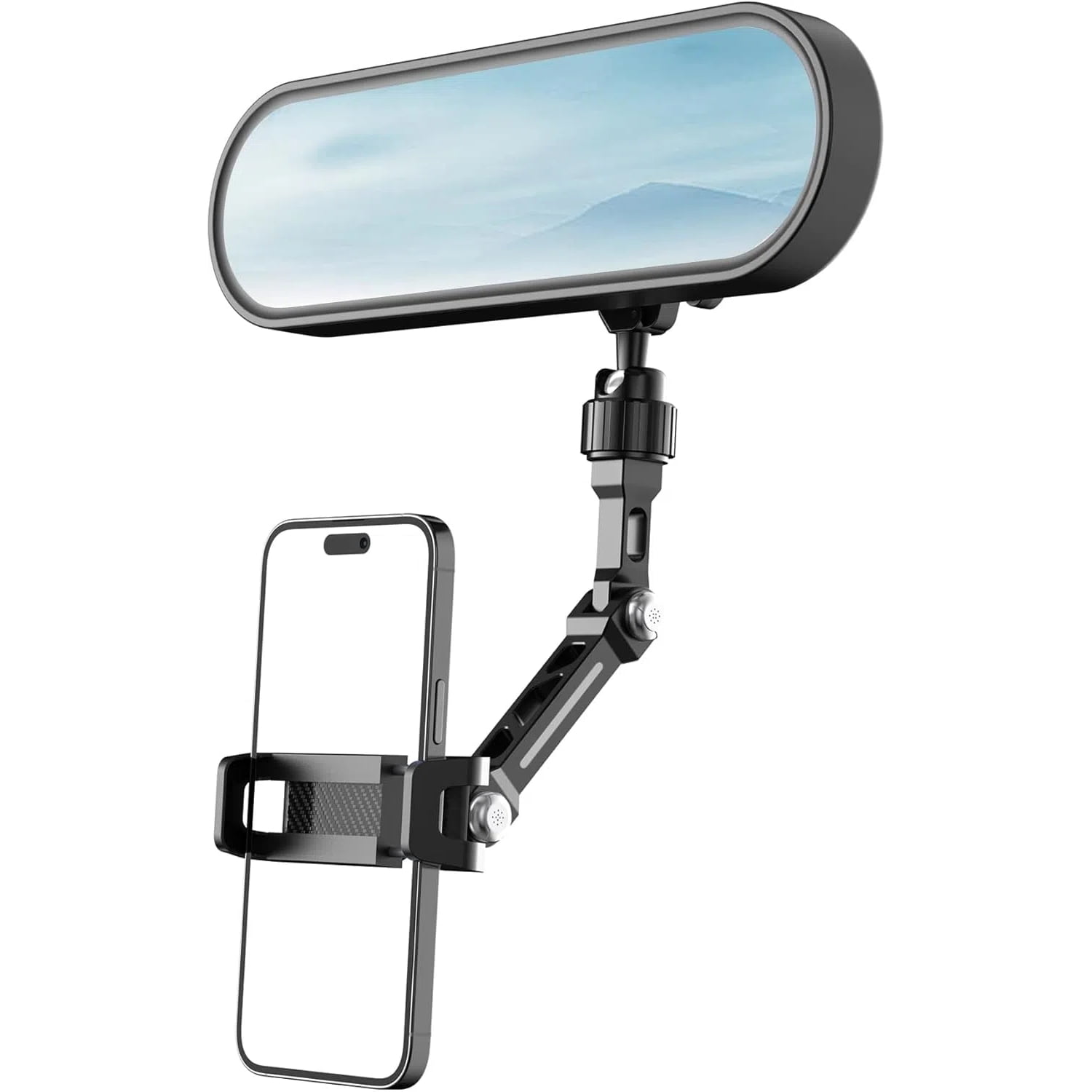 Genérico - Soporte Universal Para Teléfono En Espejo Retrovisor - Aleación De Aluminio De Primera Calidad, Ajuste Multiángulo, Apto Para Coche Y Camión, Se Adapta A Todos Los Teléfonos Móviles-clip Plano Negro