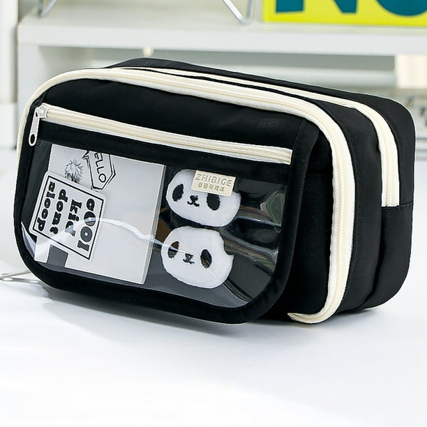Clear Pencil Pouch Itabag Pencil Case Clutch Pen Bag Mesh Compartment for Teenager Students,Office,School