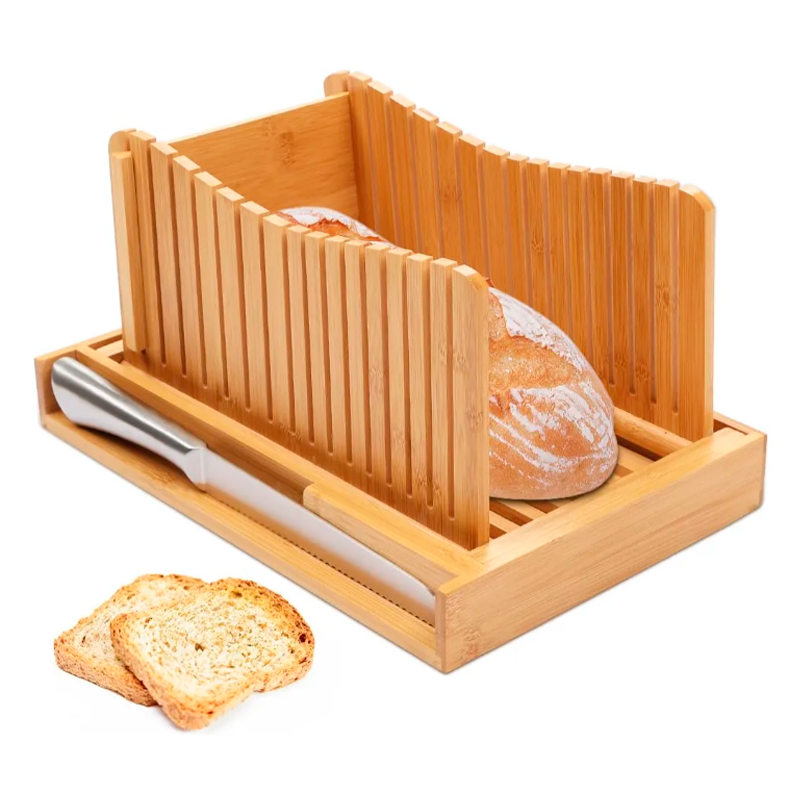 Wakshome - Cortador De Pan De Bambú De Lujo Con Cuchillo Para Pan
