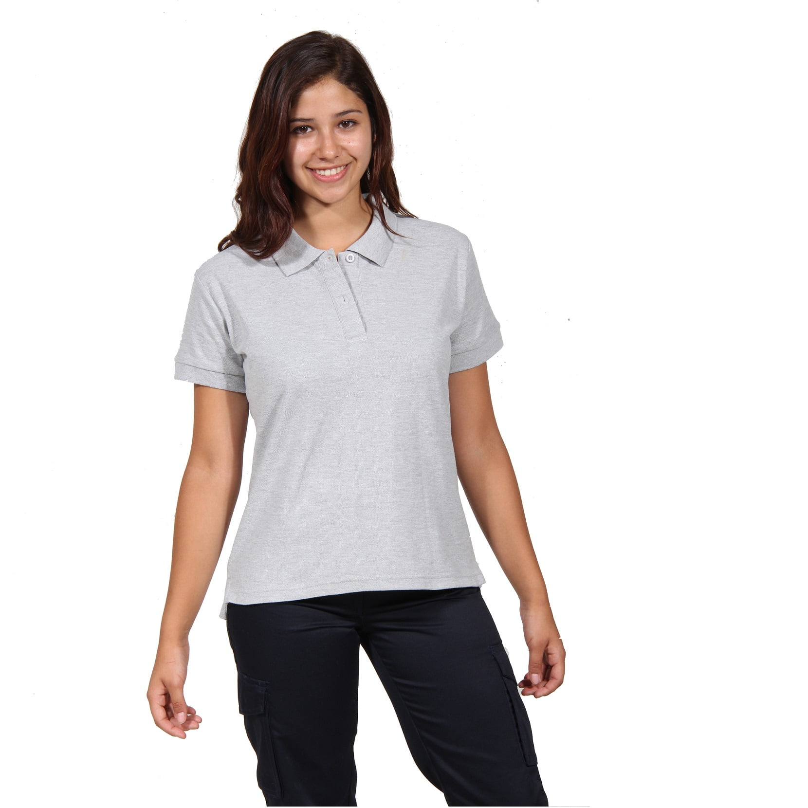 90 Grados - Polera Pique Mujer Manga Corta Gris Protección Uv