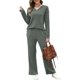 thumbnail image 2 of Conjunto RUMIA para mujer: suéter con cuello en V y pantalón de pierna ancha, 2 of 3
