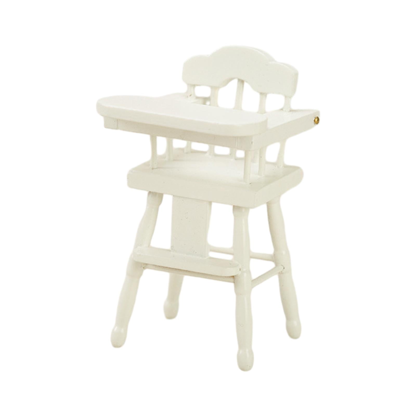 Magideal - Casa De Muñecas Silla Alta De Madera 1/12 Sillas Altas Para Casa De Muñecas Juguete Juego De Simulación Mini Muñeca Modelo De Silla Alta, Para Comedor Blanco