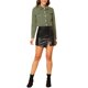 thumbnail image 2 of INSPIRE CHIC Chaquetas de Mezclilla Recortadas para Mujer con Bolsillo en el Pecho, Ribete a Cuadros, Botones Abajo, Chaqueta de Jean S Verde Oliva, 2 of 8