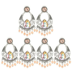 3 Pares De Pendientes De Aleación Retro De Moda Con Borlas Huecas Talladas Y Gotas Para La Oreja