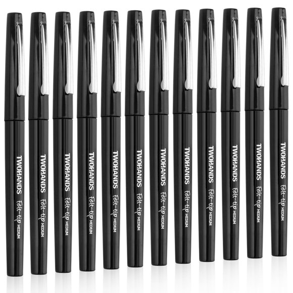 Marcadores de punta de fieltro TWOHANDS 0.7 mm negro (12 unidades)